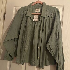 American Eagle Olive Green Textured Shirt